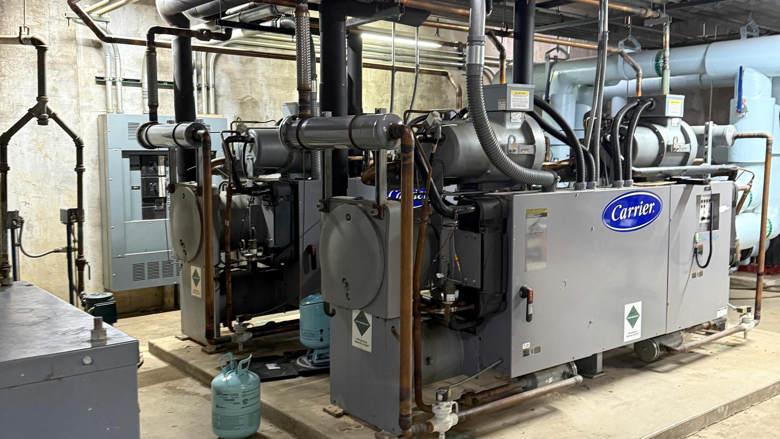 Chillers in a plant room
